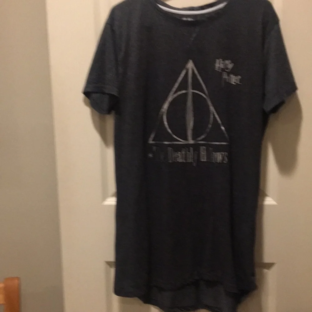 Harry Potter The Deathly Hallows graphic long Tee dress short sleeve XL 14-16